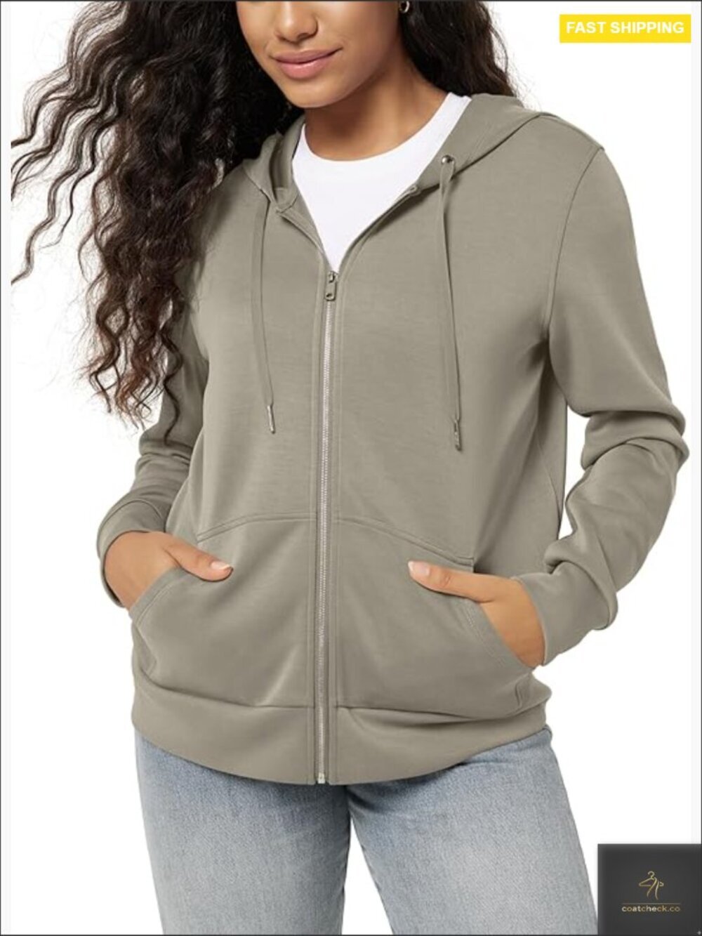Full-Zip Hoodie Casual Relaxed Fit Soft Modal Hooded Jacket with Pockets